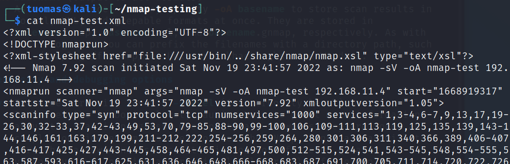 xml output