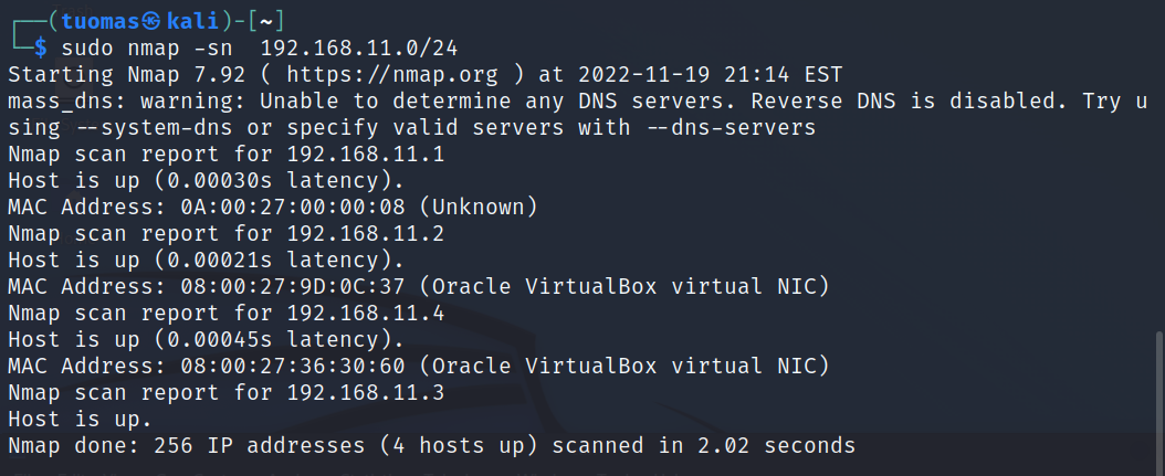 command output