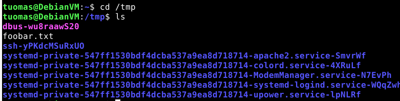 foobar.txt was listed in /tmp/