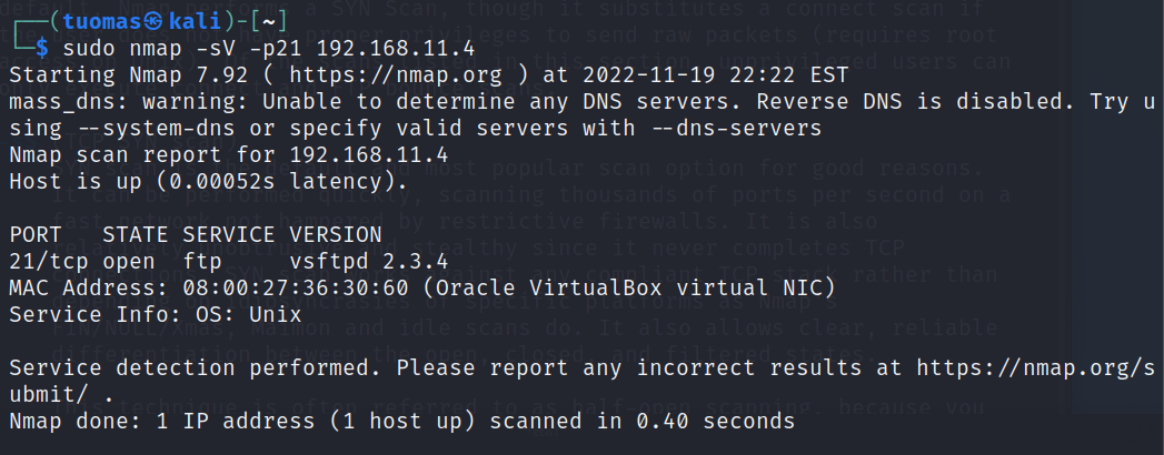 command output